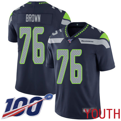 Seattle Seahawks Limited Navy Blue Youth Duane Brown Home Jersey NFL Football #76 100th Season Vapor Untouchable->youth nfl jersey->Youth Jersey